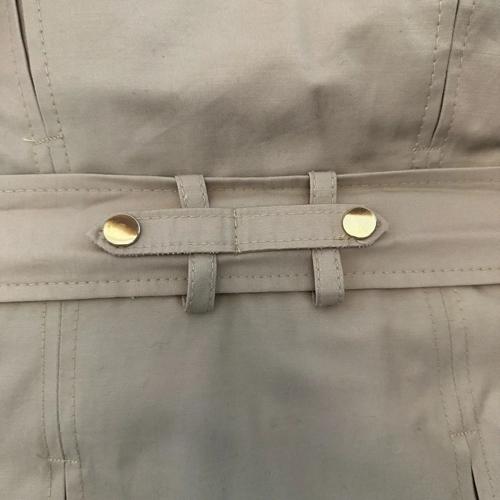 Via Spiga Tan Belted Double-Breasted Trench Coat Pleated Womens M - Picture 9 of 11